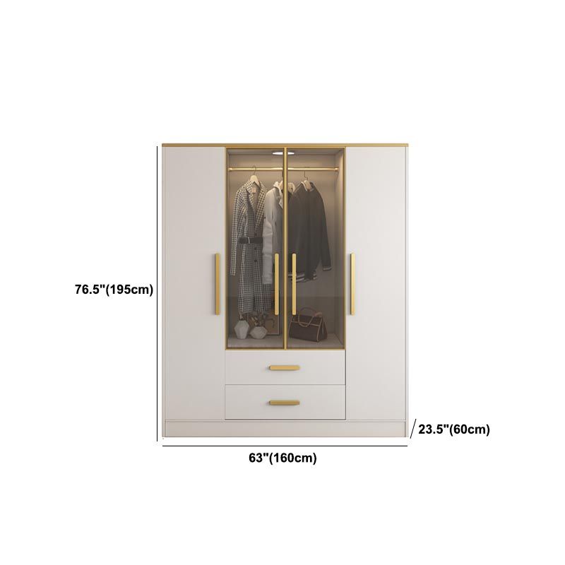 Contemporary Style Wardrobe Wooden Cloth Rod Included Wardrobe Closet for Bedroom