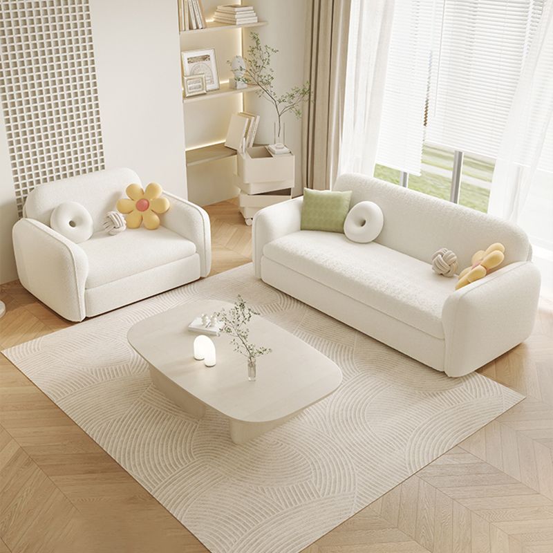 Scandinavian Futon Sleeper Sofa Bed Wooden and Fabric Convertible Sofas in White