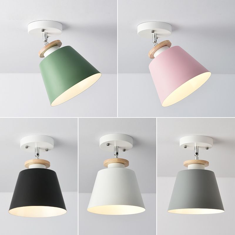 Upside-Down Trifle Ceiling Flush Light Macaron Metal 1-Light Corridor Adjustable Semi Flush Mount Lighting