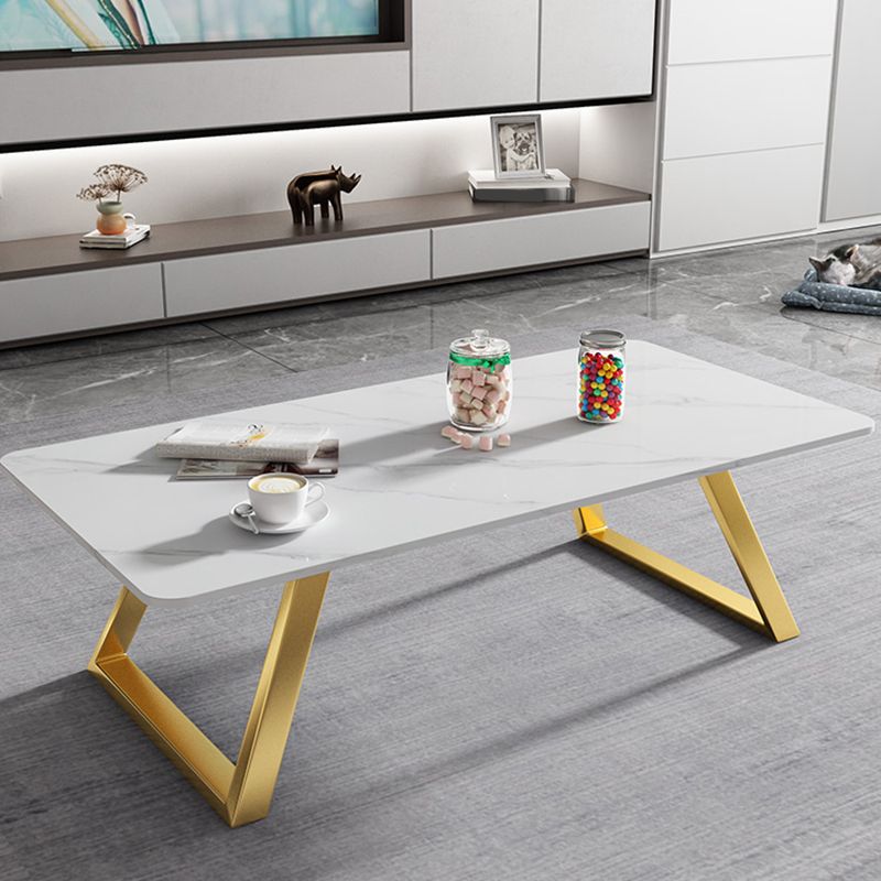 Rectangular Slate Coffee Table Glam 17.7" H Sled Cocktail Table