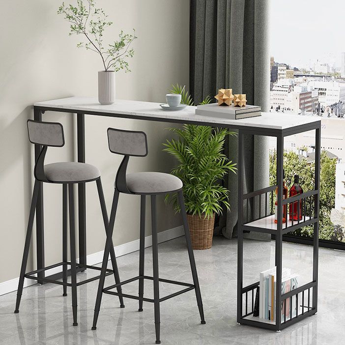 Contemporary Armless Dining Stools Metal Bar Stools with Cushion