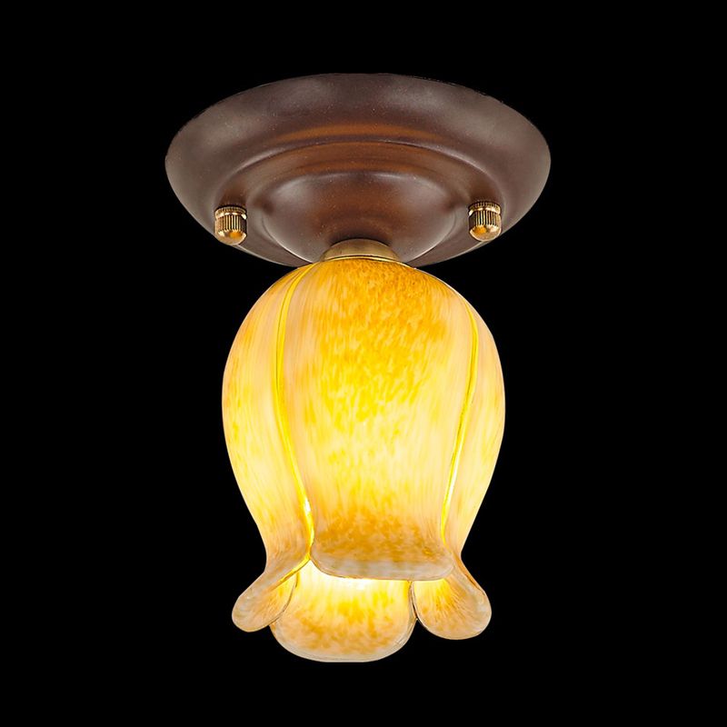 Blume kleiner Gang Deckenleuchte Pastoralglas 1-Kaffee-Kaffee-Kaffee-Halbflush-Licht