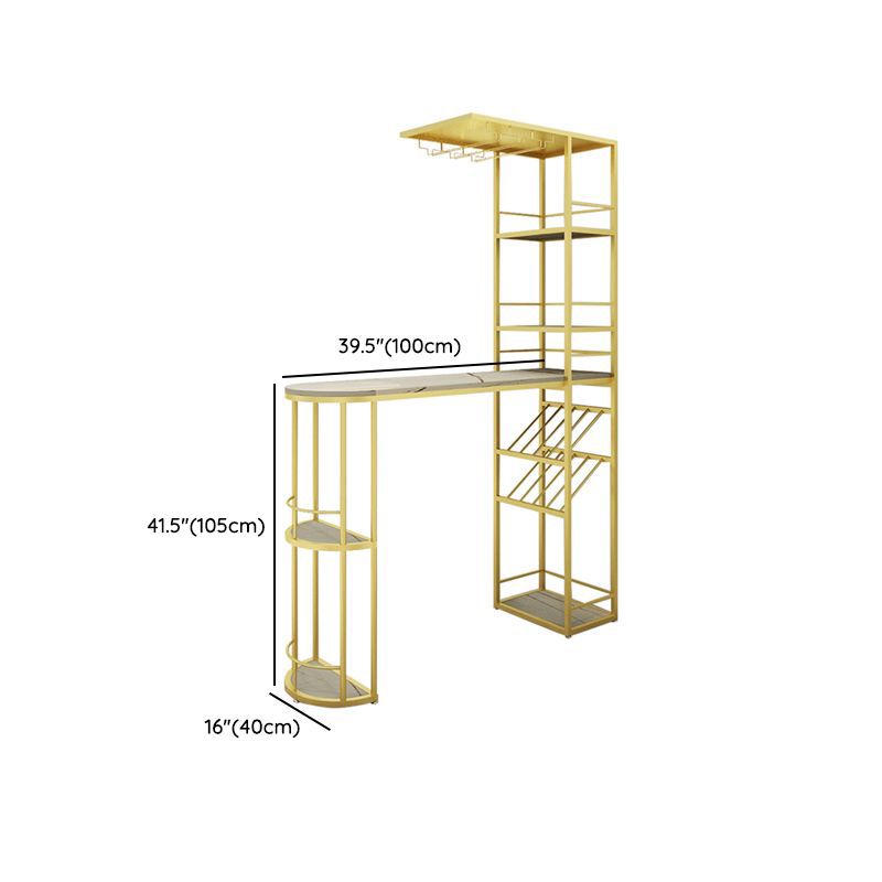 1/3 Pieces Glam Gold Granite Top Metal Frame Indoor Bar Table Set