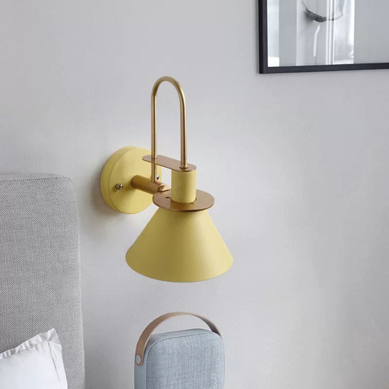 Modern Style Cone Shape Wall Sconce Metal 1 Light Sconces for Bedroom