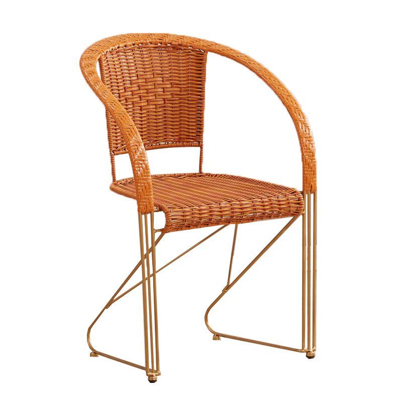 Mid-centuryl Modern Style Arms Included Woven Back Sled Accent Armchair