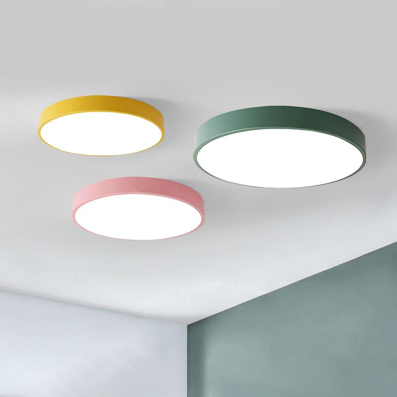 1-Light Round Flush Ceiling Light Fixture Modern Acrylic  Flush Light