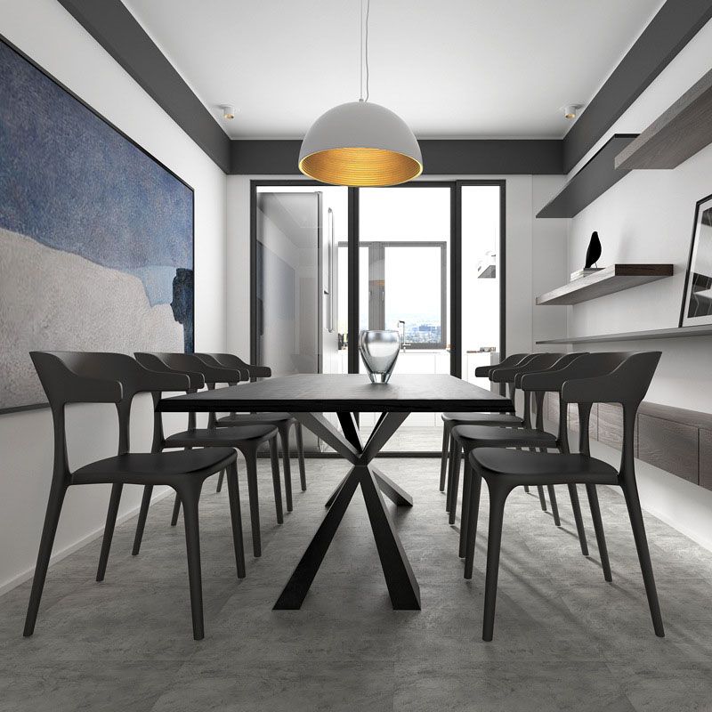 Contemporary Plastic Open Arm Chair Matte Finish Home Dining Chair