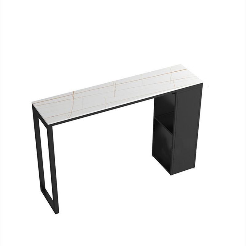 Industrial Stone Bar Counter Table Rectangle Bar Counter Table with Metal Legs for Kitchen