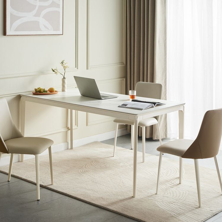 Modern Style Stone Furniture 5/7 Pcs White Rectangle Dinette Table with Dining Chair