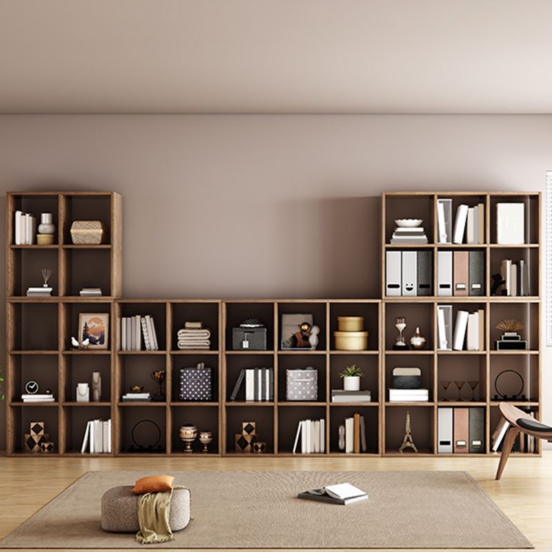 Contemporary Wooden Bookcase Standard Natural Bookshelf with Shelves