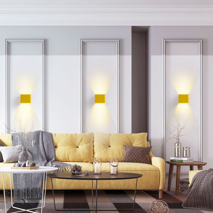 Rectangular Staircase LED Wall Lamp Aluminum Macaron Style Wall Washer Sconce