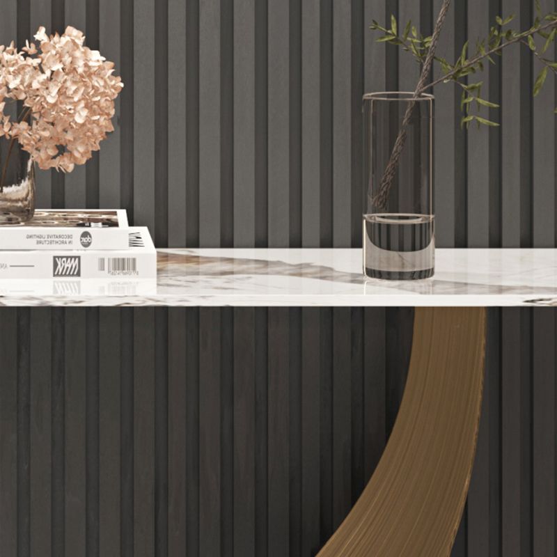 Stone Half Moon Console Table Modern 33.46" Tall Accent Table