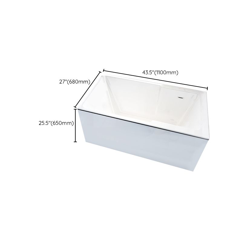 Freestanding Acrylic Bathtub Modern Stand Alone Soaking Tub with Slotted Overflow Drain