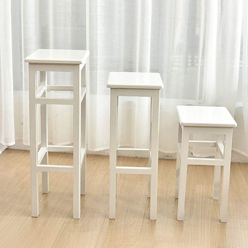 Modern Armless Stackable Counter Stool Wood Study Bar Stool with Wooden Seat and Pedal