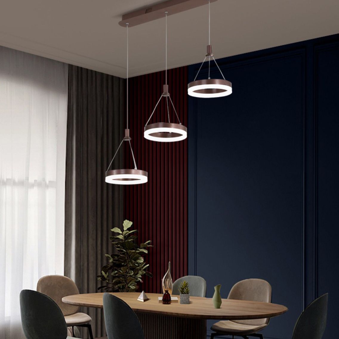 Loop-förmige Acryl 3-Licht-Anhänger Minimalismus LED Hängende Beleuchtung für Esszimmer
