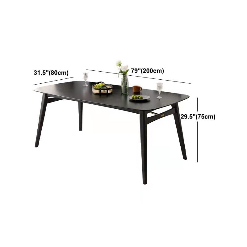 Modern Black Dining Room Collection Tripod Base Solid Wood Dining Table