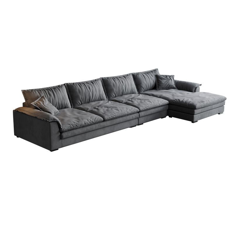 Black Faux Leather Pillow Top Arm Sofa/Sectionals with Stain-Resistant