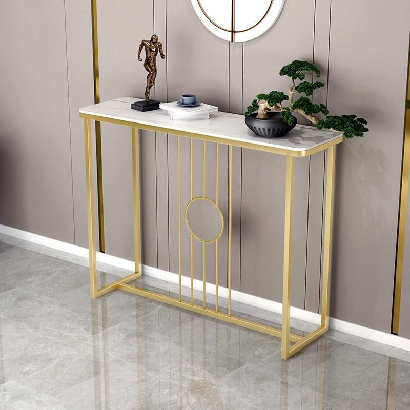 Rectangle Glam Console Accent Table Antique Finish Console Table in Stone