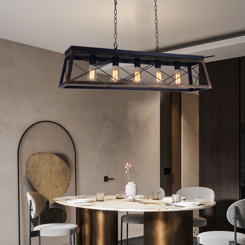Industrial Island Light Geometric Hanging Lighting Fixture for Dining Room