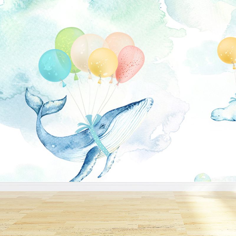 Extra Large Whale Mural Soft Color Non-Woven Wall Art for Kids Bedroom, Personalised