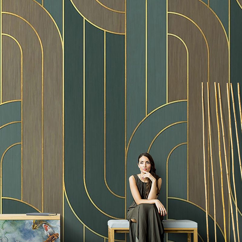 Stain-Resistant Mural Wallpaper Geometries and Stripe Personalized Size Contemporary Wall Art for Accent Wall