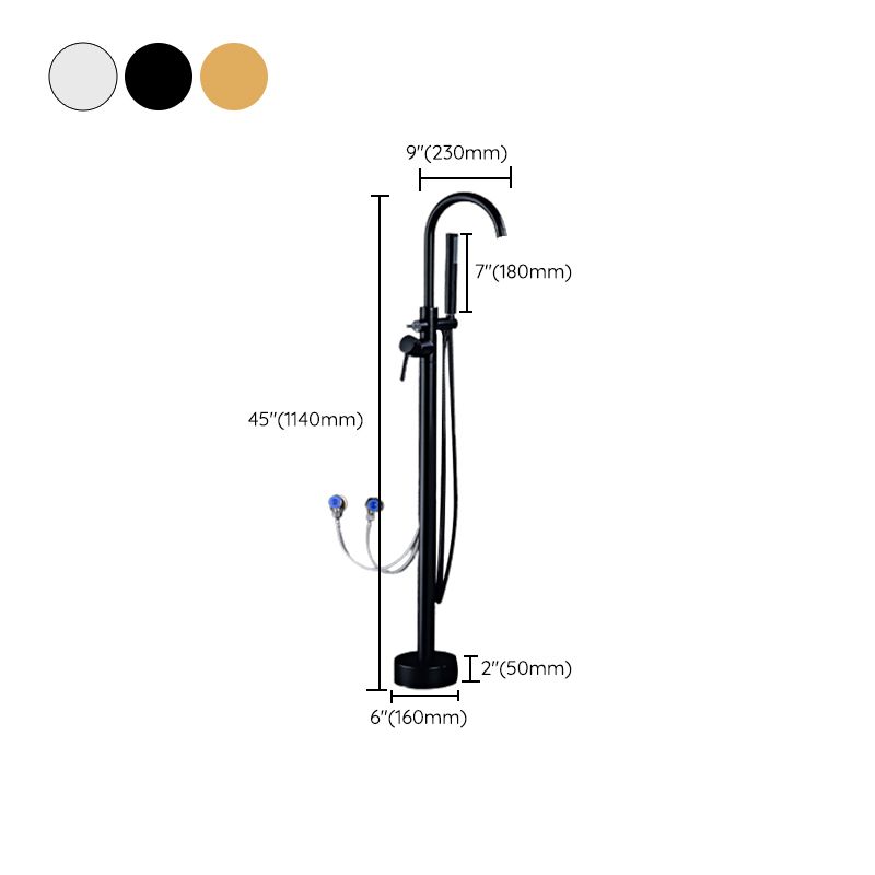 Floor Mounted Metal Freestanding Tub Filler Double Handles Freestanding Bathtub Faucet