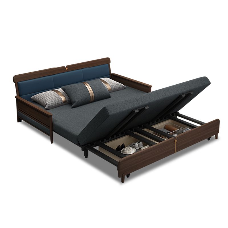 Modern Armless Sofa Bed with Storage Linen Sofa Bed in Brown