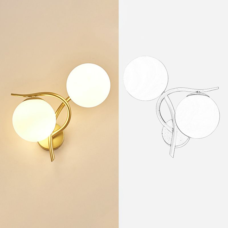 Lampada montata a parete a doppio globo in stile contemporaneo illuminazione a parete in vetro