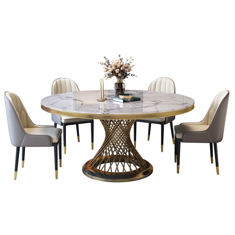 Sintered Stone Pedestal Dining Table Simplicity Style Round Table for Home
