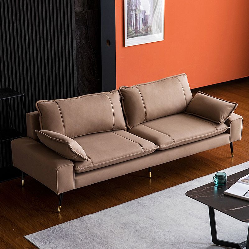 Faux Leather Pillow Top Arm Sofa with Pillow Back Cushions for Living Room