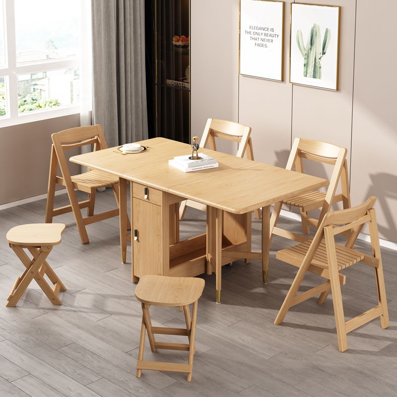 Solid Wood Dining Table Mid-Century Drop-Leaf Dining Table for Home Use