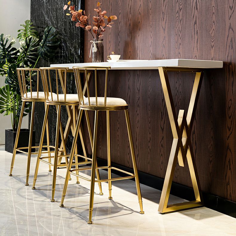 Glam Low Back Dining Stools Armless Bar Stools with Footrest