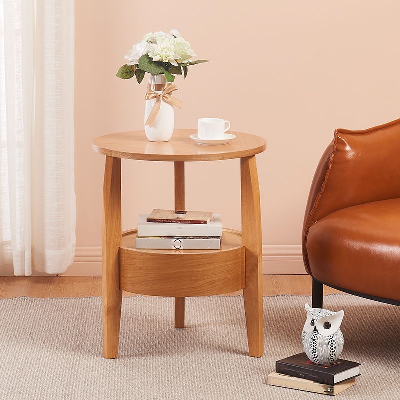 19.6"/23.6"/31.4" Tall 3 Legs End Table Solid Wood Round Side End Table with Drawer