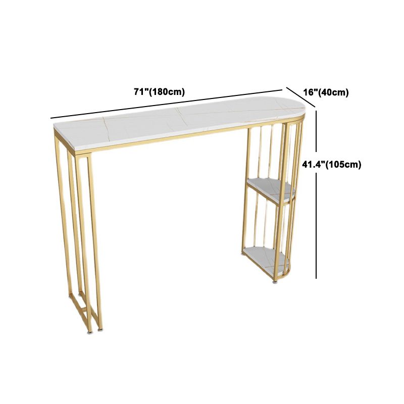 Glam Oval Bar Set Storage 1/2/3 Pieces Stone Counter Height Set in Gold