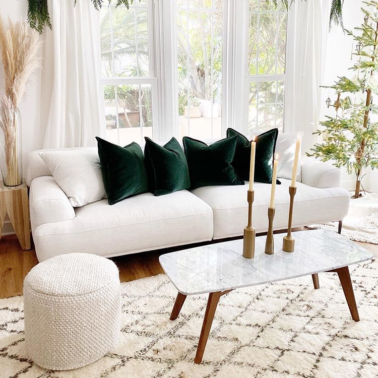 Living Room Contemporary White Standard Recessed Arm Stationary Sofa