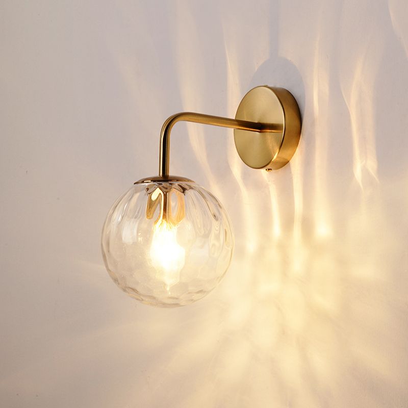 Gold Glass Wall Light Contemporary Global 1-light Wall Sconce for Bedroom