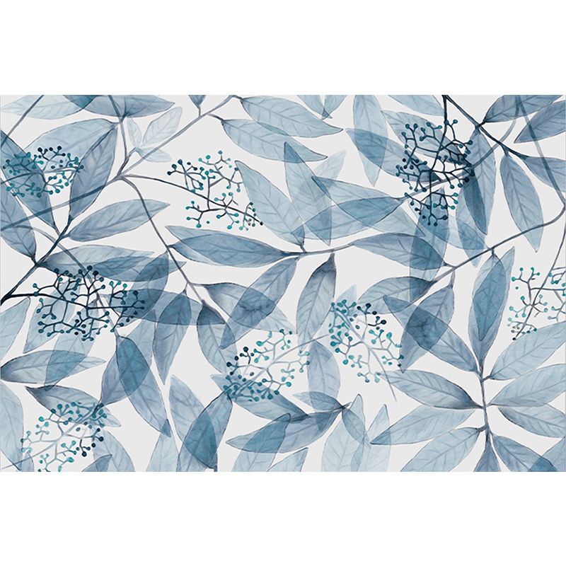 Blue and White Branch Murals for Wall Leaves Modern Water Resistant Home Wall Art