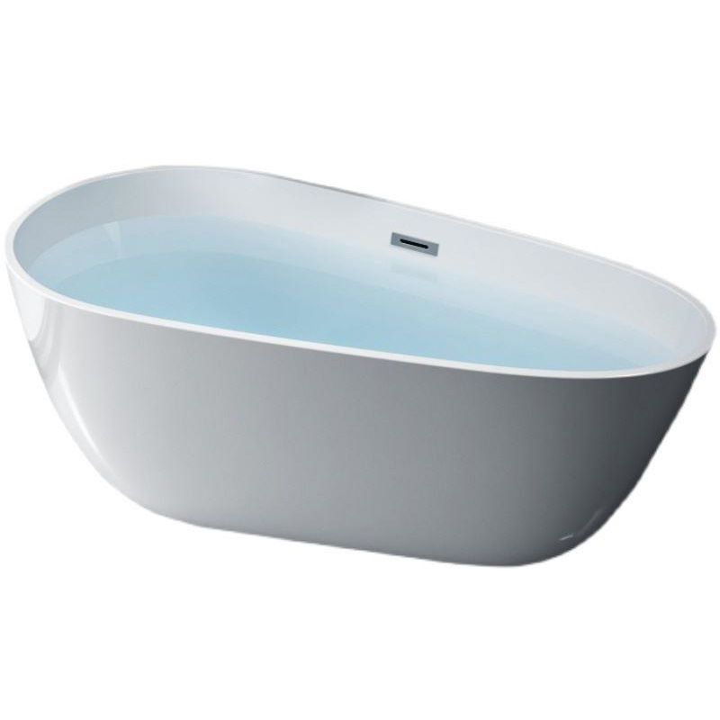 Modern Acrylic Bath Oval Freestanding Soaking White Back to Wall Bathtub