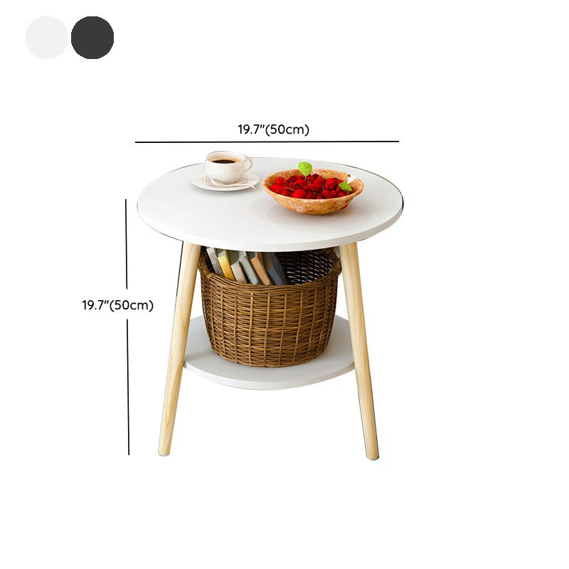 Contemporary Wooden Single Coffee Table 3 Legs Round Cocktail Table