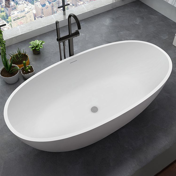 Modern Stone Bath Tub Freestanding Soaking Bathtub , 22.05-inch Tall