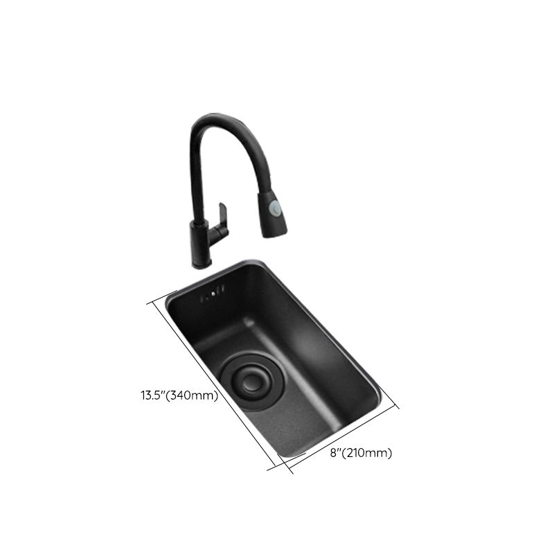 Black Stainless Steel Sink Single Bowl Undermount Sink with Basket Strainer