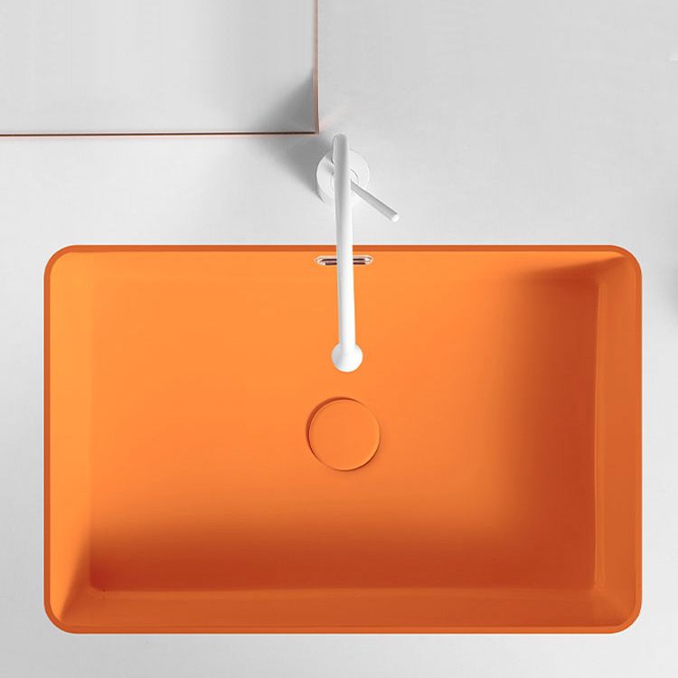 Modern Undermount Vanity Sink Rectangular Porcelain with Overflow Bathroom Sink