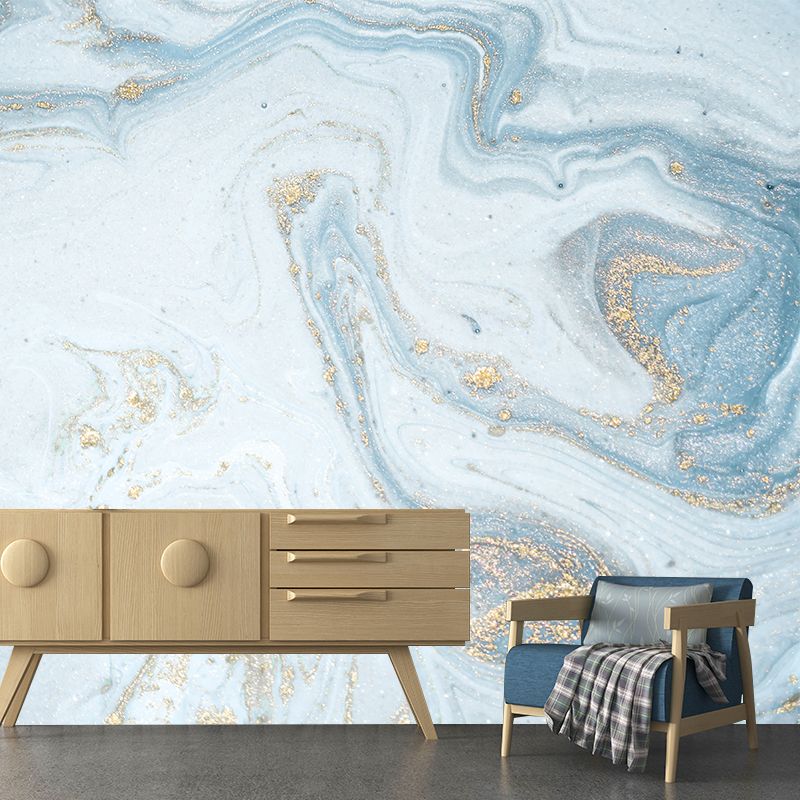 Big Sequin Waves Mural Wallpaper Light-Blue Non-Woven Wall Decor, Waterproof, Custom Size