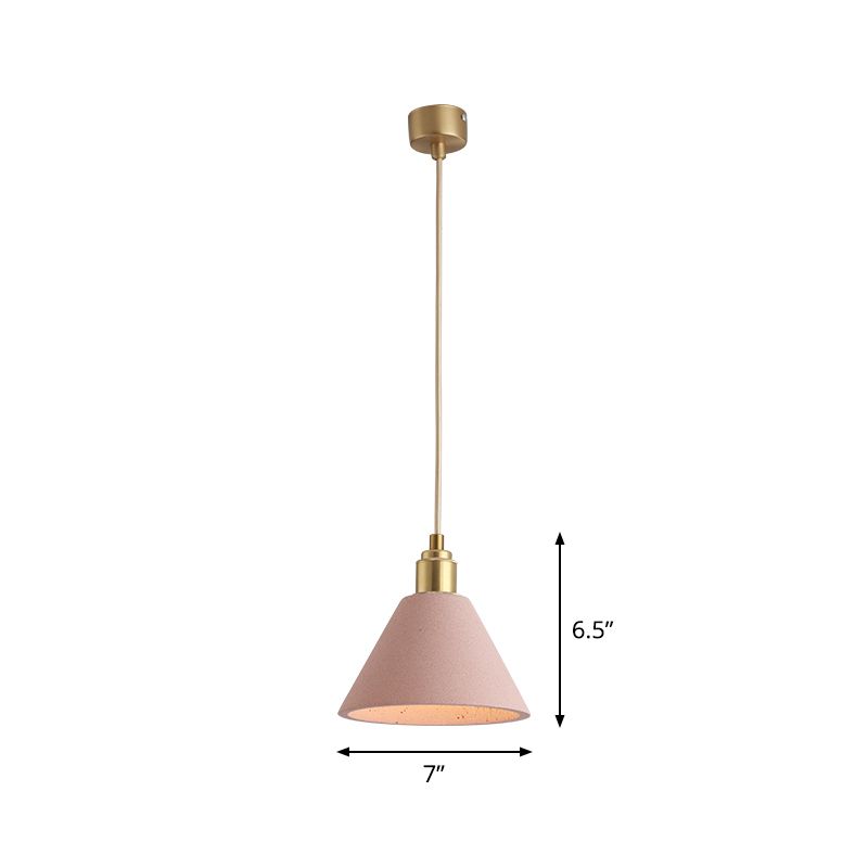 Concrete Conical Pendant Light Fixture Minimalist 1 Head Ceiling Suspension Lamp