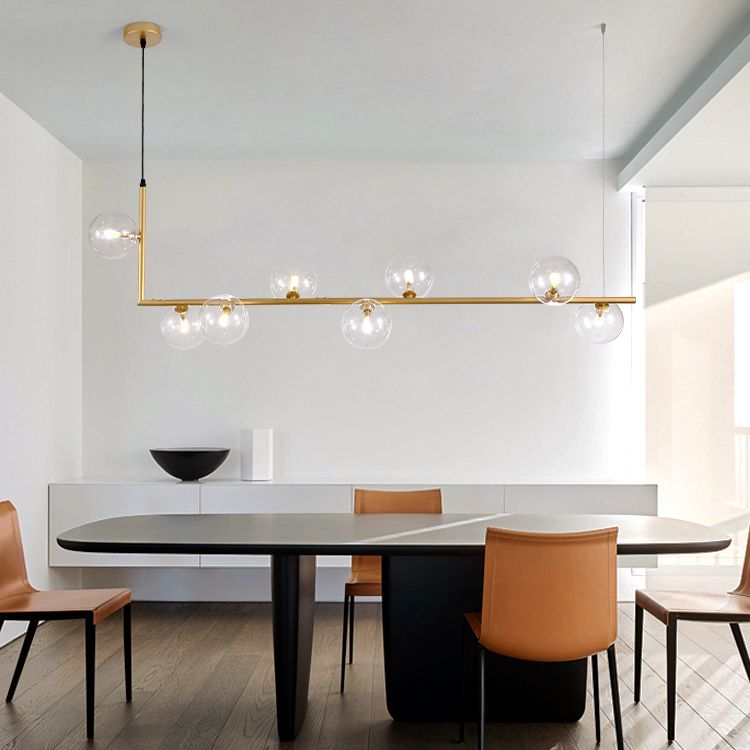 Round Glass Multi Light Pendant Contemporary Style Ceiling Pendant Light for Dinning Room