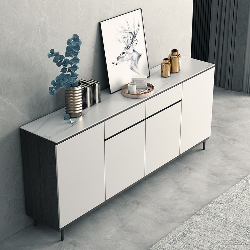 2 Drawers Wood Doors Sideboard Modern 33.5" High Side Board for Kitchen