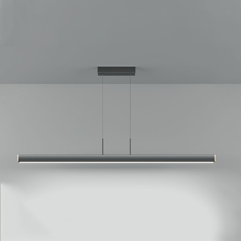 1 Light Linear Island Lights Contemporary Metal Island Pendants in Black