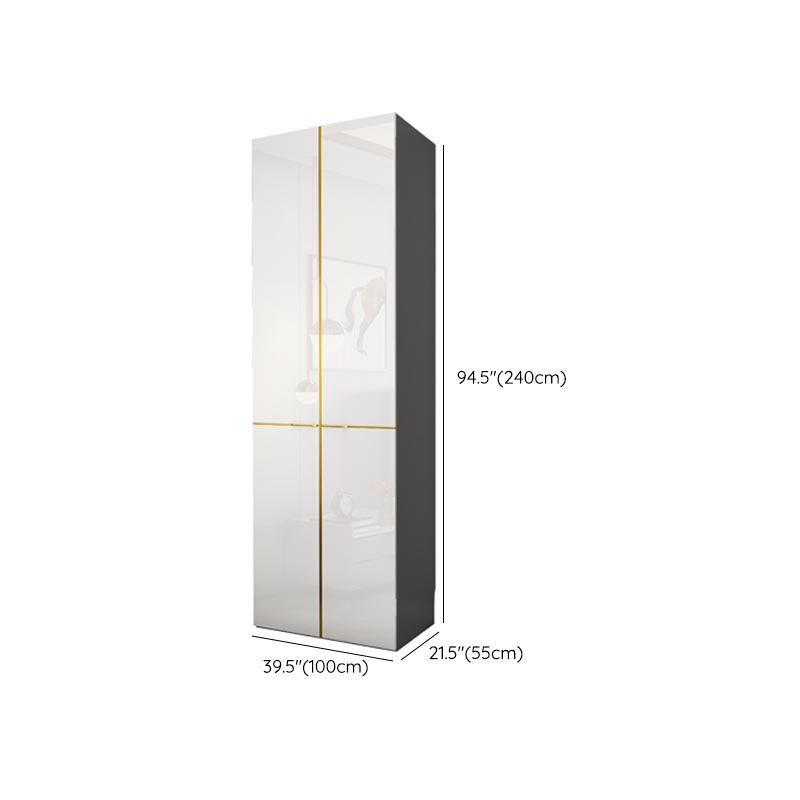 Modern Rectangle Wardrobe Cabinet Wooden White Cabinet with Clothes Rail