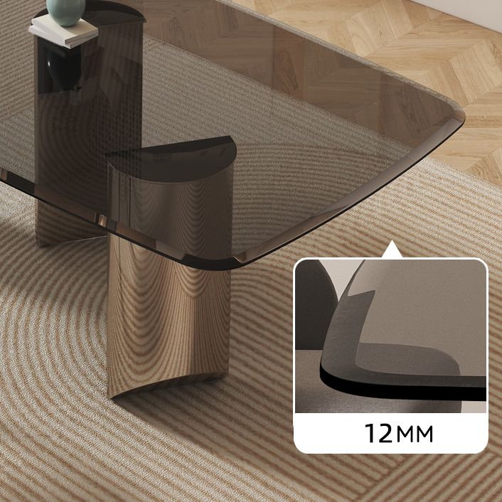 Rectangular Dining Table Clear Glass Tabletop with Chrome Base