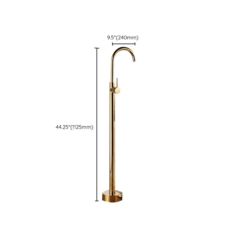 Modern Gold Bath Faucet Trim Floor Mounted High Arc Tub Faucet